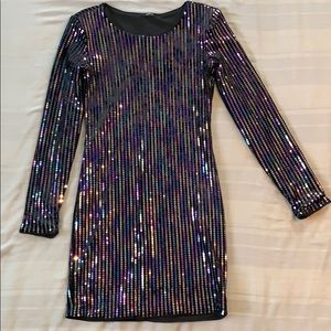 Black Velvet Med-Length Sequin Dress, Size Small